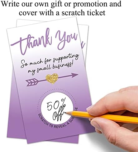 Haizct 50 Pack Purple Hvala prazno Poklon certifikat Off Karte za malene poslove, Spa Beauty šminka frizerski salon, svadbeni tuš, tuš za bebe, seoski vjenčanje, zlato-gk090