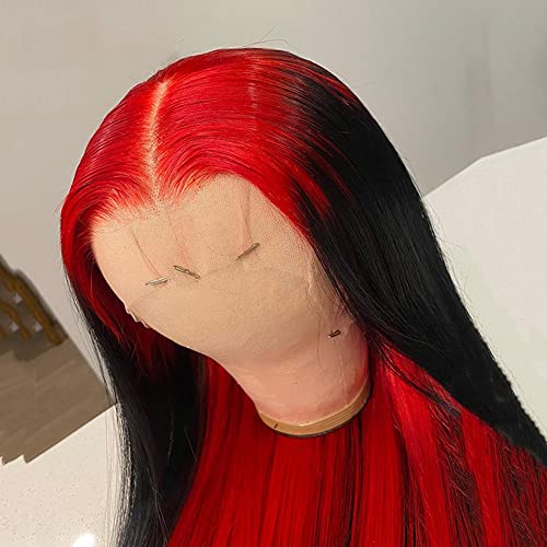 JYZ Hair Highlight Red Human Hair Lace prednje perike 150% Density 13x4 Straight Brazilin hair Wigs for Black Women Human Hair HD Lace Frontal Wigs Human Hair Pre Plucked with Baby Hair Middle Part 26