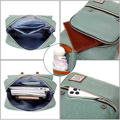 Yodala Vintage Laptop ruksak za žene muškarci, elegantna torba za rezistentna na fakultetu sa USB punilom, tanka putnička casual daypack odgovara do 15,6 inča za laptop u zelenom
