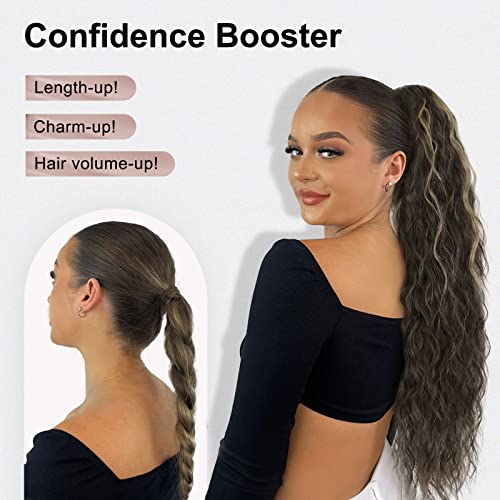 ALXNAN Claw Clip Ponytail Extensions Long Curly Claw rep rep Extension for Women Blonde & amp; srednje smeđe sintetičke frizure za