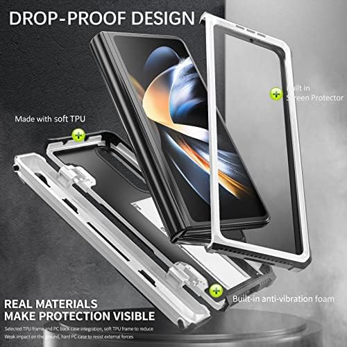 Gabann Samsung Galaxy Z Foll 4 Slučaj sa Stylusom, S Pen Holder & Kickstand, Ispusti zaštitu od ugrađenog zaštitnog zaslona za Samsung Z Fold 4 5G, Kompatibilan sa bežičnim punjenjem