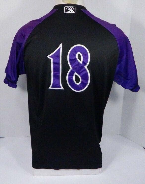 2009-2015 Winston Salem Dash # 18 Igra Rabljeni Black Purple Jersey DP05980 - Igra Polovni MLB dresovi