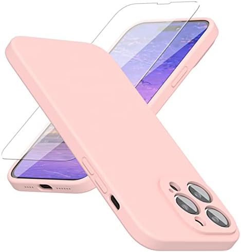 ABITKU kompatibilan sa iPhoneom 14 Pro Max Case 2022, sa zaštitom kamere tekućih silikonskih mekih gel rubbe futrola, sa oblogom od mikrovlakana punim tijelom za zaštitu od 6,7 inča, ružičasta