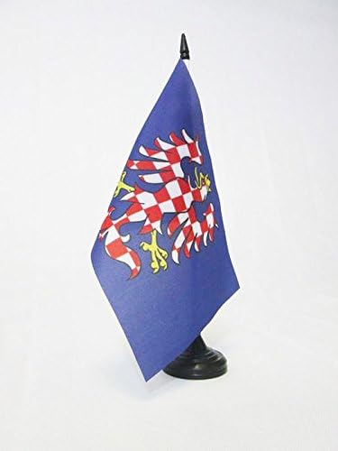 AZ zastava Moravska stolna zastava 5 '' x 8 '' - Moravska zastava stola 21 x 14 cm - crna plastična stick i baza