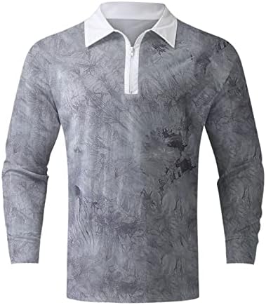 XXBR MENS patentno majice s dugim rukavima Carl Tops Fashion 3D Digital Tip Dye Print Slim Fit Ležerne prilike za golf Majica Muška odjeća Majice Polos Henleys Casual-Down Majice