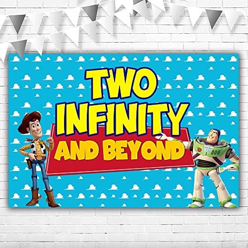 Colorwonder Toy Story tematska pozadina za Sretan rođendan 7x5 plava Nebesko bijeli oblaci kaubojska pozadina dva Infinity i Beyond baner za rođendansku zabavu za dječaka 2. rođendan, Bijela