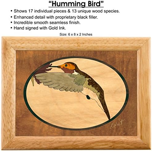 MarqArt Hummingbird Wood Art Box-SAD, Handmade-sitnice nakit Kutije & poklon-bez premca kvaliteta-jedinstven, ne postoje dva ista-originalno djelo Wood Art