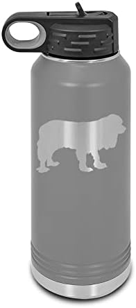 Kavalirski kralj Charles Laserski gravirani boce za vodu Prilagodljiv polarni od nehrđajući čelik od slame - pasji pas nehrđajući čelik 32 oz