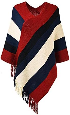 Ženski elegantni pleteni džemper tassels cloak poncho gornji strip Fringe Cape šal