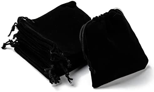 FASSEWELRY 50pcs Mala vučnica Velvet Torba 4,7x4 inčni nakit poklon torbice crna strana za vjenčanost za bombone za prsten za satove za pakiranje