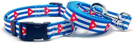 Ovratnik za pse i povodac set sa zastavom Kube | Izvrsno za kubanske praznike, posebne događaje, festivale, dane neovisnosti i svaki dan snažni sef