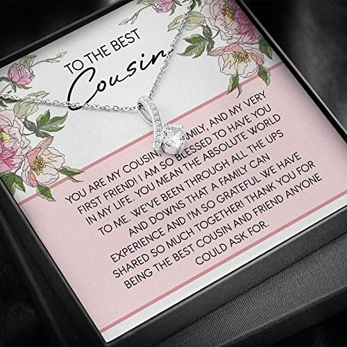 Nakit za karticu poruke, ručno rađena ogrlica - poklon za rođake pokloni - rođak ogrlica poklon - AB BV684 - Ogrlica nakit s poklon kutijom za rođendan godišnjica