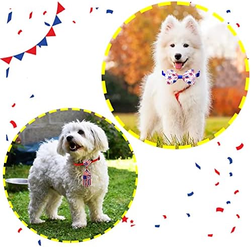 Sinling 30 kom. Patriotski pasički priključci za pse uključuje 15 komada lukova za pse i 15 komada ogrlica za pse 4. srpnja Dan nezavisnosti