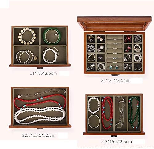 Haieshop vintage nakit kutija nakit drveni nakit kutija za ruke za smeće Retro vjetar velik kapacitet višeslojni završni sakupljanje za doradu kolekcije zaslona Dekorativna kutija