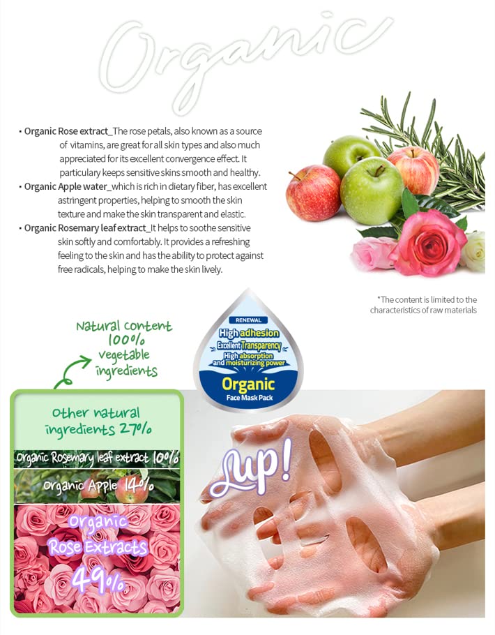 Chobs Rose paket maska za lice protiv bora, ekstrakti organskih biljaka, organski ekstrakt ruže, prijatan za kožu, bogat vlagom, zapanjujuća konvergencija, polu-gel lim, za sve tipove kože, čista ljepota, K-ljepota, bez okrutnosti, BDIH/Vegan / Halal certificiran, 0,84 Oz
