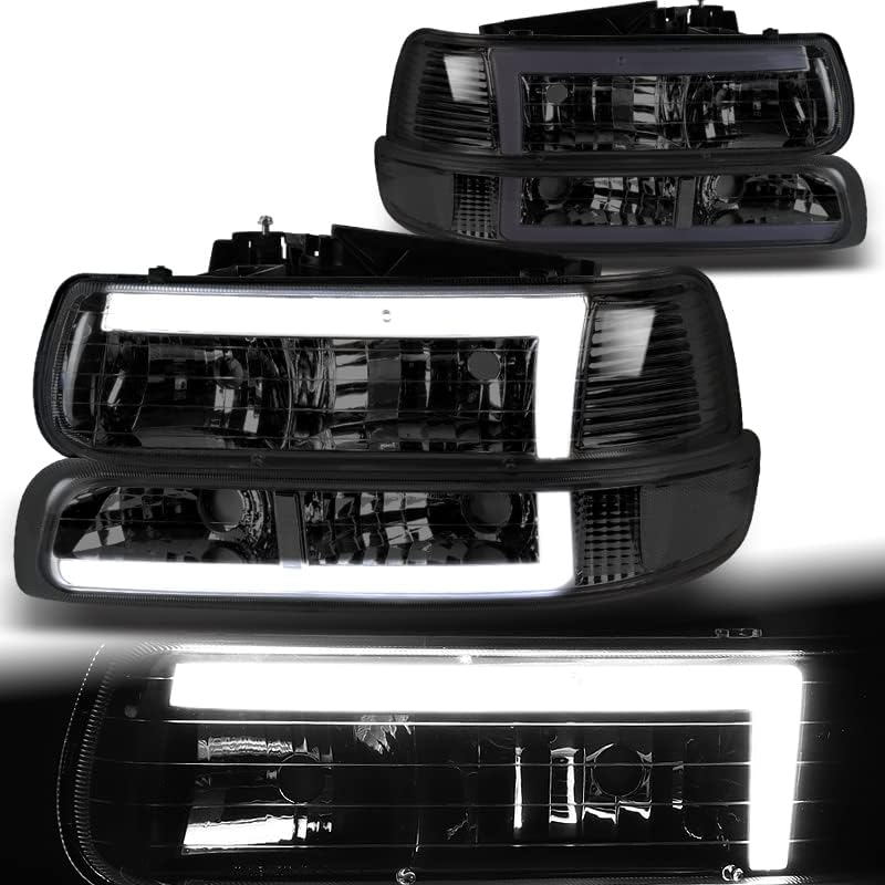 DriftX performanse, 4pcs LED DRL Hromirani farovi + Branik svjetla kompatibilna sa 1999-2006 Chevrolet, dimna sočiva sa jasnim reflektorima LED lampe Bar Combo Set, strana vozača i suvozača