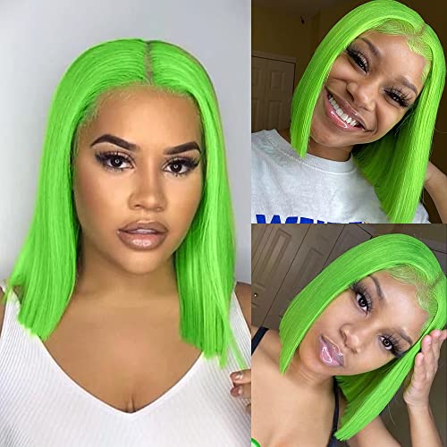 Dorosy kosa prozirna čipkasta zelena ljudska kosa 13x4 čipkaste prednje perike ljepljive kratke Bob perike za žene prirodna kosa brazilska Djevica Bob zelena perika