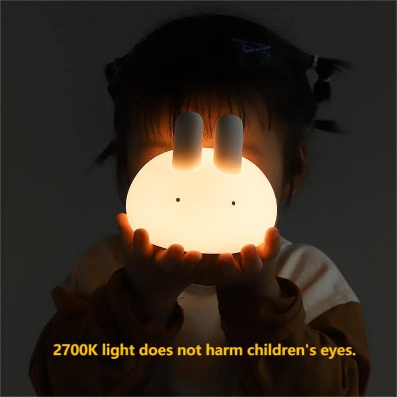 KIOMEKO slatka glupa zečica noćna svjetla za djecu, silikonska lampa sa svjetlinom 2 nivoa i tajmerom, punjiva noćna lampa na dodir,