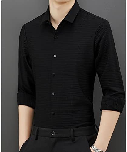 Muška luksuzna haljina košulja Solidna tanka fit gumba za busine za busine bez bori s majicom Redovna fit rastelačka majica