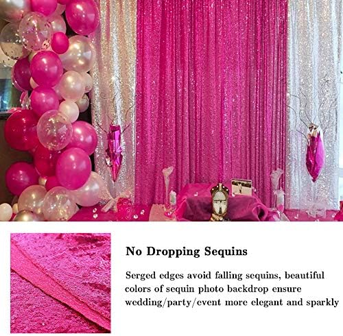 Poklopka 2 ploče Glitter Backdrop Hot Pink Shimmer Backdrop Pink Sequin Prozor Zavjese za rođendan Foto Booth Backdrop Sequin tkanina