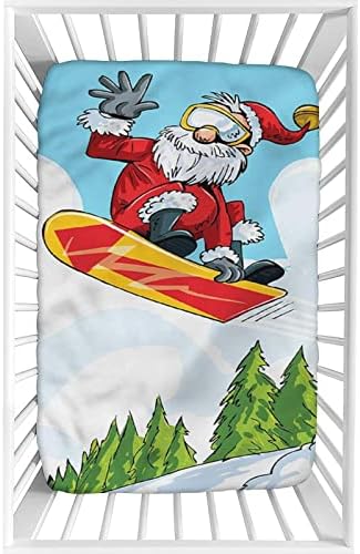 Dekorativni sabirni list, Santa opremljena listova za bebe i delilice, 28 x 52, skok na snowboard pines rasadni list, za devojčice