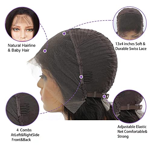 HD čipkaste prednje perike ljudska kosa prirodne crne 13x4 ravne čipkaste frontalne perike ljudska kosa s dječjom kosom 180 Density prirodna linija kose za crne žene