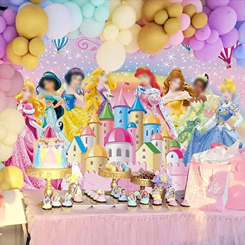 Princeza rođendan 7x5ft fotografija pozadina djevojke princeza Fantasy Castle Hot Air Balloon Rainbow sjajna lagana pozadina deca