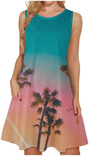 Ljetne haljine za žene Casual T Shirt Dress Floral Flowy Plisirana plaža Sundress loose Swing Tank Party Dress