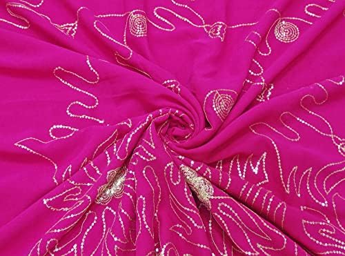 Peegli višebojni Vintage Sari Vezeni i cvjetni omot od tkanine od 4 Georgette Sari