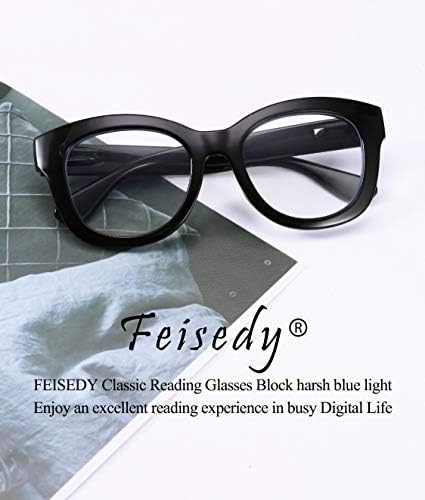 Feesey Retro čitači naočale debeli kvadratni veliki okvir plavo blokiranje leća za blokiranje leća protiv sjaja B2534