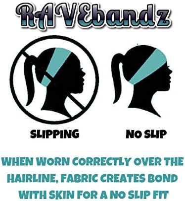 RAVEbandz! PRO Wide Stretch Non Slip trake za kosu– vlažne, lagane, prozračne trake za glavu od tkanine – Unisex dizajn za svakoga – za sport, treninge, stil