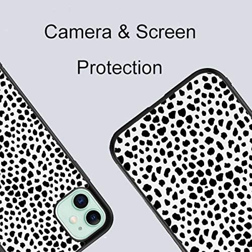 Crno bijeli dalmatinski slučaj za ispis Kompatibilan je s iPhone 12 12 PRO, slatkim kućištem kravljeg uzorka, prilagođenim tankim zaštitnim telefonima s mekim TPU kaljenim ogledalom za žene djevojke