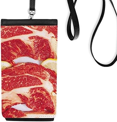 Steak sirovo meso Hrana Tekstura Telefon novčanik torbica Viseće mobilne torbice Crni džep