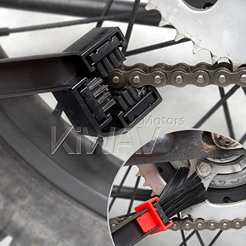 Kiwav Motorcycle Chain Scrubber Cleaning 3 Way Brush Black kompatibilan za motociklističke bicikle