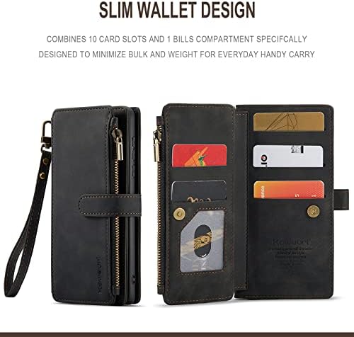Kowauri futrola za Samsung Galaxy S23, PU kožni novčanik Folio Flip Case Zipper džepni držač kartice magnetno zatvaranje zaštitna torbica otporna na udarce sa narukvicom za Samsung Galaxy S23