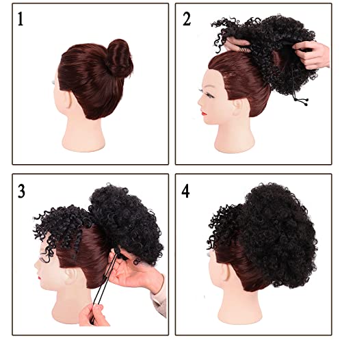MapofBeauty Kratka Afro Kovrčava Punđa Sa Šiškama Varificial Synthetic Chignon Wigs Drawstring Rep