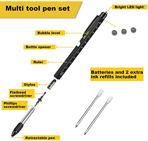 Youoklight Multi Tool Pen set, poklon tool pen, multitool pen za muškarce, 9 u 1 olovka multitool, ravnalo , odvijač , otvarač za