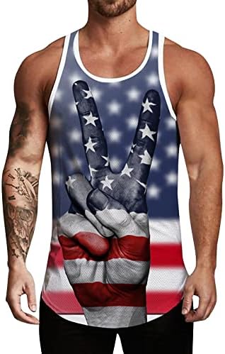 MIASHUI podstavljeni vrhovi za muškarce muški Casual Tank Tops američka zastava Print Sleeveless Muscle Patriotic Tees Cool Workout