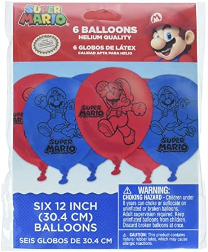 Super Mario Thead Rođendan Latex baloni - 12 inča - crvena i plava - pakovanje od 6