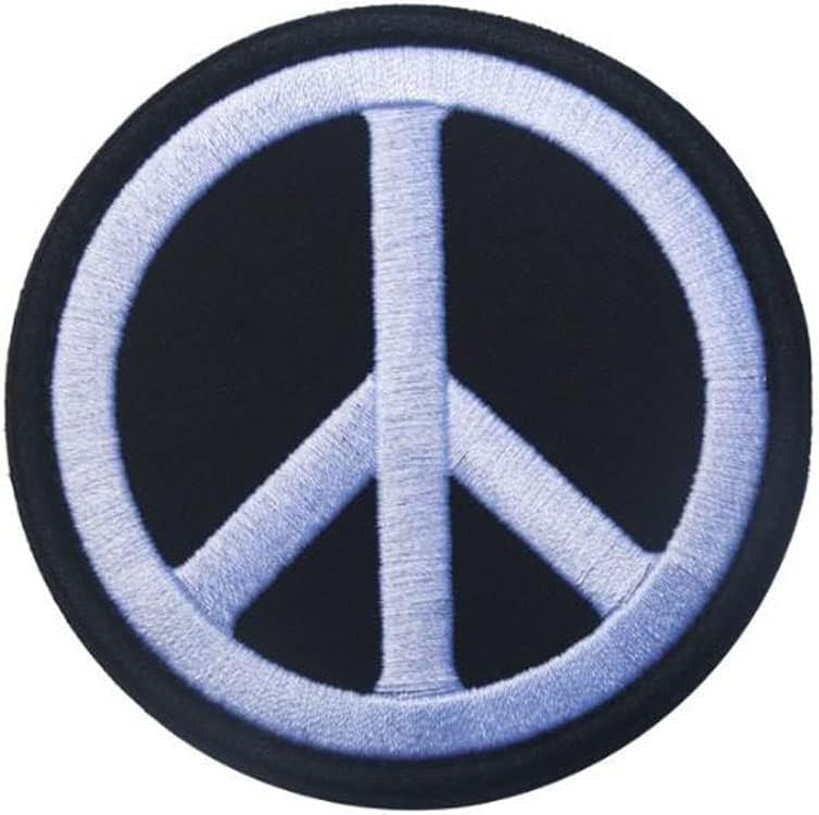 Svjetski mirovni znak Logo Patch kuka i petlja Applique WIP na izvezenoj značkoj bijeli na crni anti ratni hipi Simbol za ruksake