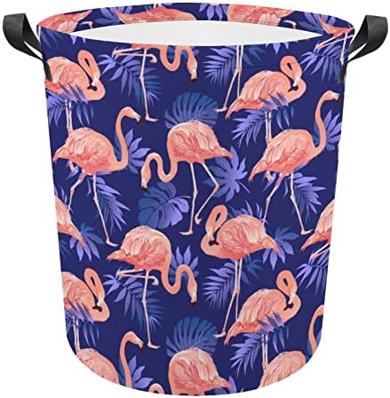 Flamingo korpe za pranje i tropsko lišće sa ručkama vodootporne sklopive okrugle korpe za odjeću Organizator kante za odlaganje