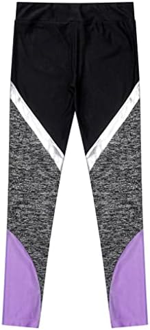 Hansber Kids Girls Atletska gamanja Kompresija Workout Yoga hlače Boja blok za plesne tajice trčanje pantalone