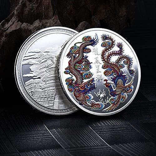 2021 Prekrasan kineski tradicionalni prosperitet koji je donio zmaj i feniks srebrni moderkomMompativni novčić