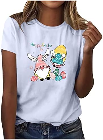 Uskršnje majice za žene tinejdžerke Casual bluza kratki rukav Crewneck slatka Uskrs Holiday Tops Funny Bunny grafički Tee