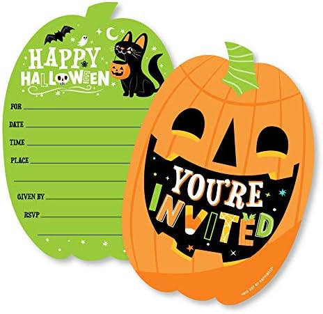 Velika tačka sreće Jack-Lantern Halloween - oblikovane pozivnice za popunjavanje - Dječja čestitka za zabavu Halloween sa kovertama