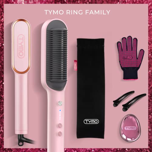 TYMO Ring Pink Hair Straightener četka – pegla za ravnanje kose sa ugrađenim češljem, 20e brzo grijanje & 5 Temp postavke & protiv