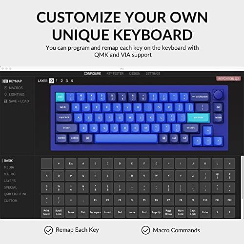 Keychron Q2 Verzija kružnog mehaničkog tastature, 65% Layout QMK / Via programibilni makro sa vrućim zamenam GATERN G PRO smeđim prekidačem