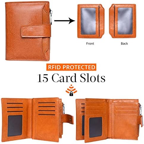 Ženska mala koža RFID Blokiranje Bifold Zipper džepni novčanik dame Slotovi za kreditne kartice torbica sa ID prozorom