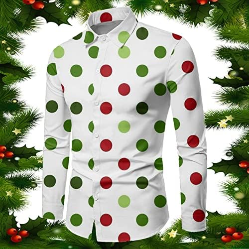 Xxbr božićni gumb dolje majice za muške plus veličina dugih rukava s dugim rukavima Xmas Santa Claus kostimi dizajnerskih majica