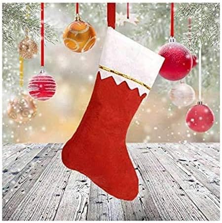 UJLN 12 kom Božićne čarape 14 Xmas kamina čarapa bombona poklon torba Santa božićna drvca Viseća ukras, klasične crvene i bijele ljepljene